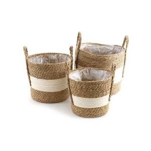 Large Fabric Rope Basket Set of 3