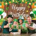 St Patricks Day Birthday Backdrop Happy Saint Patricks Day Birthday Party Decorations Banner Wooden Wall Green Shamrock Birthday Photography Background (7x5FT210x150cm)