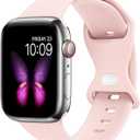 Sport Bands Compatible with Apple Watch Band Ultra 2/Ultra SE Series 9/8/7/6/5/4/3/2/1 38mm 40mm 41mm 42mm 44mm 45mm 49mm S/M M/L for Women/Men Silicone iWatch Band(Chalk Pink, 38/40/41mm