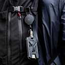 MNGARISTA Retractable Badge Holder,Heavy Duty Carabiner Clip Keychain Badge Reel,Tactical ID Card Key Holder with 31.5" Retractable, Black