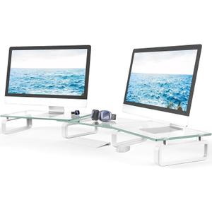 Hemudu Dual Monitor Stand, Computer Monitor Stand, Desktop Organizer, Monitor Stand Riser for PC, Computer, Laptop Clear HD02T-301