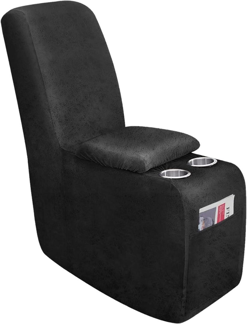 Molasofa Leather Like Additional Recliner Console Cover for Reclining Loveseat Covers Stretch Jacquard Middle Console Cover for Recliner Couch and Sofa Dark Grey