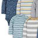Gerber Baby Boys' 4-Pack Long-Sleeve Onesies Bodysuit, Dinosaur Blue, 3-6 Months