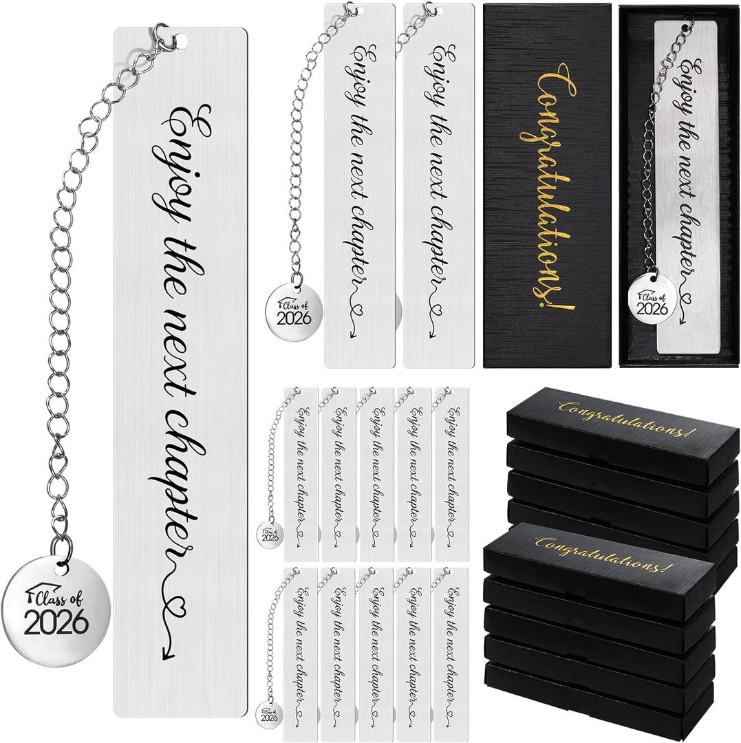 24set Graduation Gifts Bulk for Class of 2026 Students, Charm Bookmark with Gift Box Inspirational Grad Gifts for 2026 Senior High School Classroom Students Teacher Graduation Party Favors (Classic)
