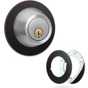 Door Knob/Deadbolt Backplate, Oil Rubbed Bronze, DoorKnob Decorative Ring Plates, Scar Plates for Door Lock, Door Hole Spacer (4pcs)