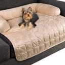 Couch Cover for Dogs 30x30.5 Pet Furniture Protector with Memory Foam Bolster, Quilted Fabric, Non-Slip Water-Resistant Base by PETMAKER (Beige)