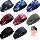 Zhanmai 8 Pieces Boys Headbands Athletic Sweatbands Kids Sports Wicking Breathable Headbands Elastic Girls Boys for Football Basketball Running Exercise