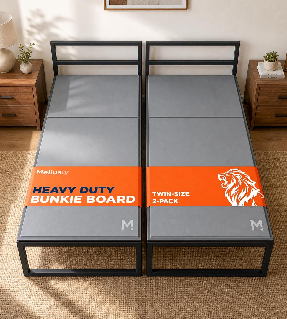 Heavy Duty Bunkie Board Twin 2-Pack (38x75) - Under Bed Support | Non-Slip Breathable Support – Ultra-Low 0.4" Profile, Noise-Free, Silicone Grip, Anti-Sag Slat Foundation, Moisture Resistant
