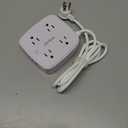 6 Ft Surge Protector Power Strip - 8 Widely Outlets with 4 USB Ports, 3 Side Outlet Extender with 6 Feet Extension Cord, Flat Plug, Wall Mount, Desk USB Charging Station, ETL,White