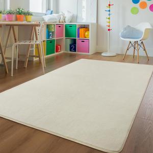 Andecor 4x6 Cream White Fluffy Bedroom Area Rug, Shag Washable Rugs for Living Room Dorm Nursery, Non-Slip Indoor Fuzzy Carpet for Boys Girls Kids Pets, Home Decor