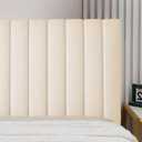 Stretch Headboard Covers for Queen King Size Bed Headboard Slipcover, Thicken Dustproof Protector Cover for Bedroom Decor Ivory, 63 in