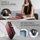Defencase for iPhone 15 Magnetic Wallet Case Compatible with Magsafe with RFID Blocking Zipper & Card Holder for Women Men, PU Leather Strap Detachable Phone Case for iPhone 15 (6.1 inches), Wine Red