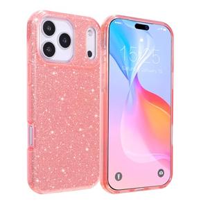 MILPROX Compatible for iPhone 17 Pro Glitter Case 6.3 inch, Stylish Luxury Shiny Sparkle Bling Sparkly Rubber Gel Shell Case Design for Women Girls, Girly Fashion Chic 3 Layers Bumper Cover - Pink