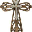 Comfy Hour Rustic Bronze & Turquoise Wall Cross 13 inch Vintage Western Home Decor Heavy Stone-Resin Art Religious Christian Gift for Living Room, Bedroom & Entryway, Cooper
