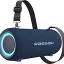 Passau Portable Bluetooth Speakers 40W Peak Loud Stereo Sound, Passive Radiators-Deep Bass, All Day Playtime, Adjustable Strap, BT5.3, IPX5 Wireless Speaker RGB Lights for Indoor Outdoor-Blue
