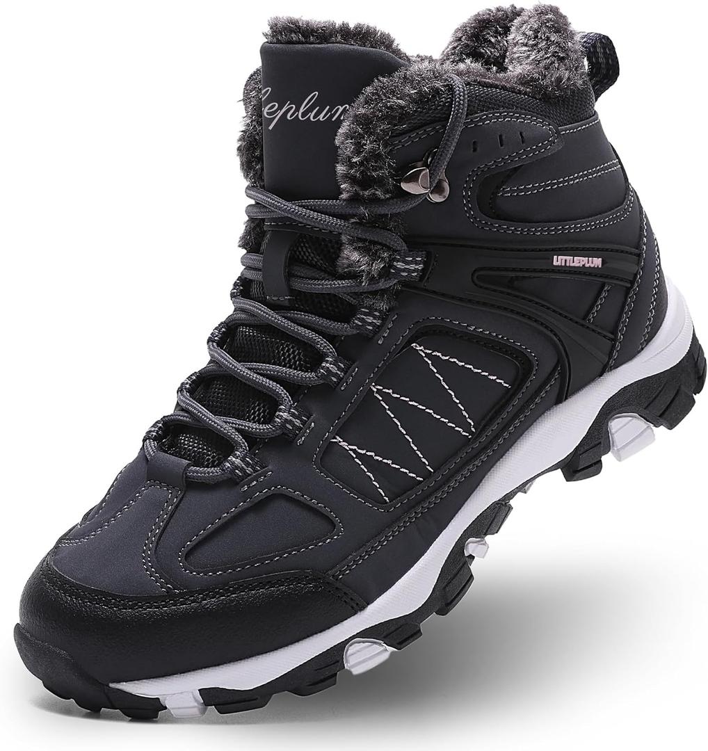 Littleplum Snow Boots for Women-Warm Fur Line Anti Slip Womens Winter Boots-Fashion Ankle Booties Sneakers for Outdoor Hiking (6, Dark Blue)