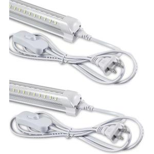 Skymoatled 4FT LED Shop Light, 50W 7500LM 6000K/White Super Bright, T8 Integrated Tube Light Fixture, Plug and Play, Linkable for Room, Garage, Workbench, Under Cabinet (2 Pack)