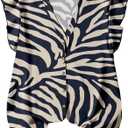 SOLY HUX Women's V Neck Ruffle Cap Sleeve Blouse Zebra Striped Casual Summer Tops (Medium, Multicolor Printed)