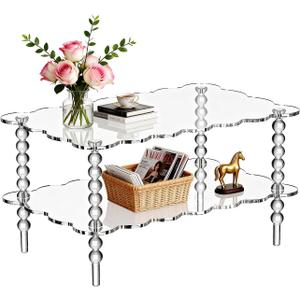 Acrylic Coffee Table, 2-Tier with Storage (Clear, Normal)