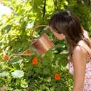 40 oz Decorative Copper Colored Galvanized Steel Watering Can - Easy Pour Gooseneck Spout for Indoor Plant Watering (Bronze)