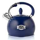 SUSTEAS Stove Top Whistling Tea Kettle - Food Grade Stainless Steel Teakettle Teapot with Cool Touch Ergonomic Handle, With 1 Silicone Pinch Mitt Included, 2.64 Quart,NAVY BLUE