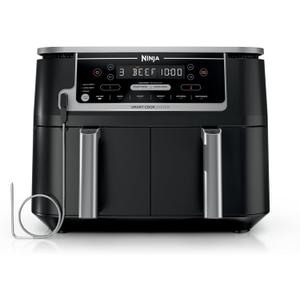 Ninja Foodi Air Fryer w/ Smart Cook Thermometer | 6-in-1 Air Fry, Roast, Bake, Dehydrate & More | DualZone Match Cook & Smart Finish, 2 Independent Baskets | XL 10 Qt, Stainless Steel | Black, DZ550