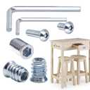 160 Sets of 1/4-20 x 10mm, 15mm, 20mm, 25mm Furniture Nuts, Threaded Wood Inserts, Bolts, Fasteners, connectors, Hexagonal Drive Screws and Nuts kit (160 Screws and 160 Nuts)