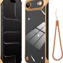 Phone Case, Compatible with iPhone Air, Transparent Electroplated Golden Phone Case, Frameless Design, with Camera Lens Protection.