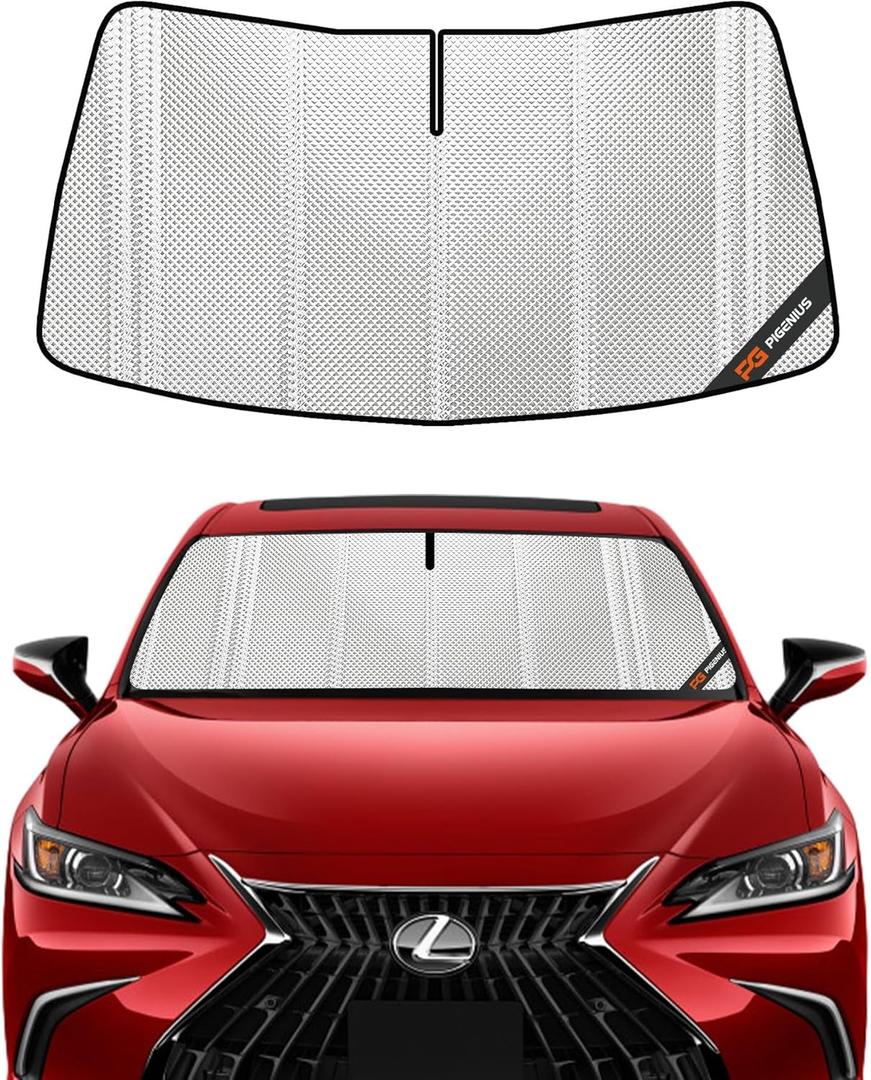 Windshield Sun Shade for 2019-2025 Lexus ES300h/ES350; 2021-2025 Lexus ES250. Full Front Window Sunshade Coverage (Upgrade Shiny Silver)