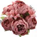 Duovlo Artificial Peony Silk Flowers Fake Flowers Vintage Wedding Home Decoration,Pack of 1 (Rosy Brown)
