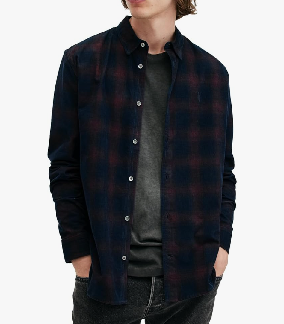 EKLENTSON Mens Hoodies Plaid Shirt Casual Long Sleeve Button Down Shirt Flannel Jackets Lightweight with Pocket Black Large