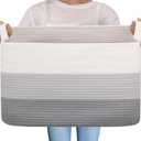 OIAHOMY Large Storage Basket, Cotton Rope Woven Blanket Basket, Toy Bin for Baby Room, Container for Blanket Storage in Living Room, 20''16''12'', Gradient Grey (65L)