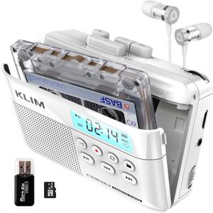 KLIM K7 Cassette Tape Player - Cassette to MP3 Converter - Portable - Built-in Microphone & Speaker - Rechargeable Battery - Earphones - 16GB SD Card - White