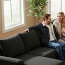 Trygoal 115 Inch L-Shaped Sectional Sofa with Storage Ottoman, 4-Seater Couch with Plush Cushions, Modern Upholstered Living Room Set with Chaise Lounge, for Living Room, Apartment, Black