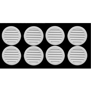 3" Round Plastic Louver Soffit Air Vent Reptile Screen Grille Cover (8, White)
