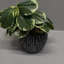 Artificial Plants Indoor Outdoor, Faux Variegated Oak Leaf Plant, Fake Potted Plants Artificial Decor for Coffee Table Desk Shelf, Faux Plants Indoor for Living Room Bathroom Bedroom Entryway Office (Green#02)