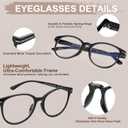 SKYOLUY 2 PCS Distinctive Progressive Multifocus Reading Glasses Women, Retro Round Frame Anti Blue Light/Eye Fatigue Computer Readers, Vintage No-Line Multifocal Eyeglasses (Black&Brown, 2.25x)