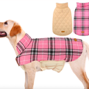 Kuoser Waterproof Dog Coat, Reversible Dog Jacket for Large Dogs, Adjustable Durable Doggie Winter Coat for Groowing Puppies Warm Puppy Cold Weather Apparel, Rose L (Large (Pack of 1))