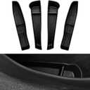 4 x BASENOR 2026 Tesla Model Y Juniper Door Side Storage Box, (Emergency Button Safety) Door Side Pocket Organizer Tray, Waterproof TPE Front & Rear Slot Pocket Liners for 2025 2026 Model Y Juniper
