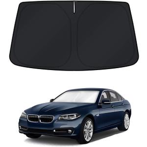 KUST Windshield Sun Shade for 2011-2016 BMW 5 Series 525i 520i 528i 530i 535d 535i 550i Window Accessories Shade Sun Visor Foldable Block UV Rays Keep Car Cooler