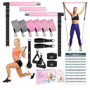 Pilates Bar Kit with Resistance Bands, Multifunctional Yoga Pilates Bar with Heavy-Duty Metal Adjustment Buckle, Portable Home Gym Pilates Resistance Bar Kit for Women Full Body Workout