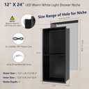 12" X 24" Stainless Steel Shower Niche, LED Shower Niche No Tile Needed with 3000K LED Warm Light Recessed Shower Wall Shelf for Bathroom Storage, with Remote Control, Matte Black