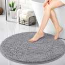 OLANLY 30-inch Round Bathroom Rugs, Extra Soft and Absorbent Chenille Bath Rugs, Quick Dry Machine Washable Bath Mats for Bathroom Floor, Tub and Shower, Home Decor Accessories, Grey