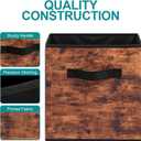 Stero Fabric Storage Cubes, 6 Pack Foldable Storage Bins with Handle, 11 Inch Box for Shelves, Closet, Organizer, Rustic Brown and Black