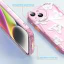 2 x Compatible for iPhone 14 Case, Pretty Butterfly Print Three-Dimensional Wave Clear Case for Girls Women, Soft Full Package Anti-Fall Cover for iPhone 14, White Butterfly