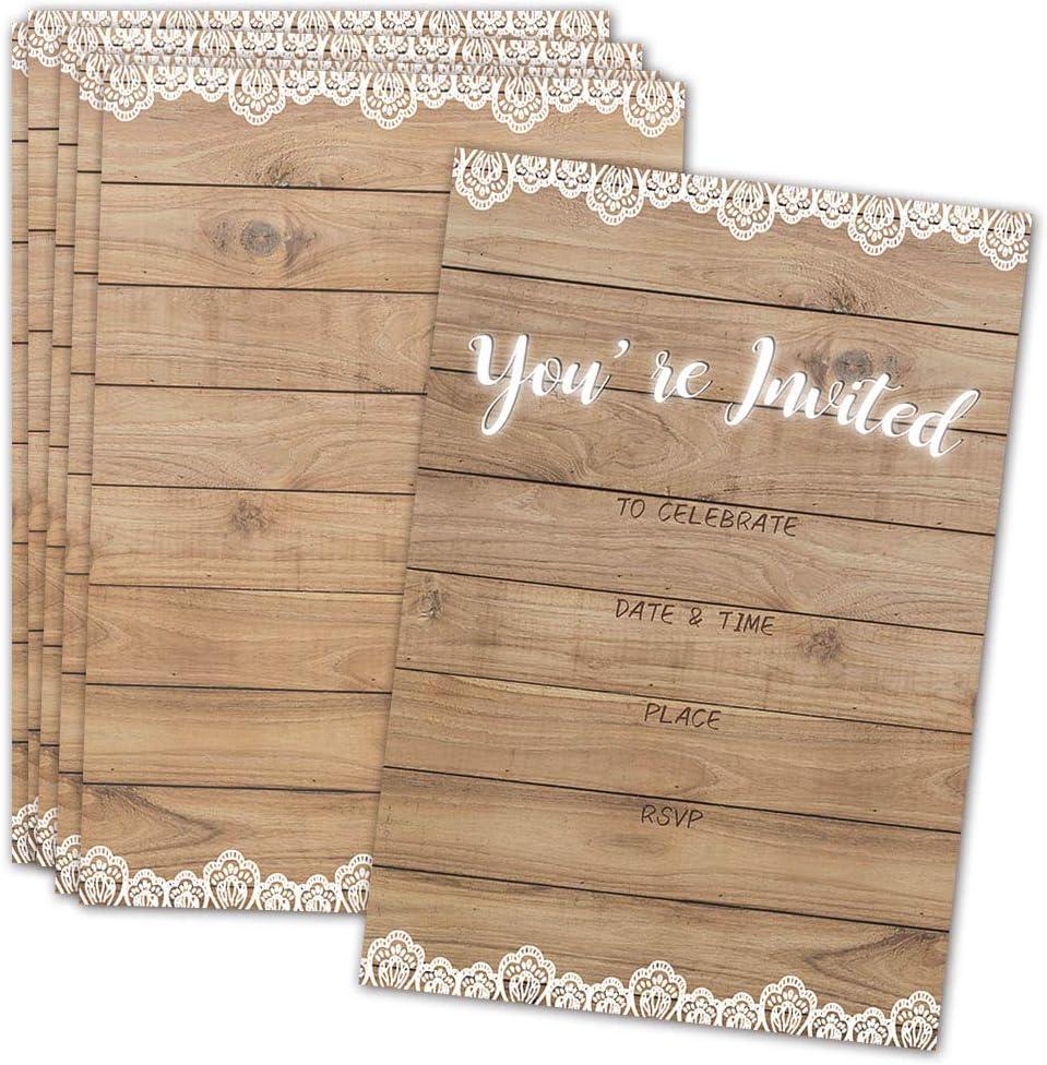 Wedding Invitations with Envelopes  Farmhouse Rustic Invitation for Wedding Couple,Bridal Shower, Engagement  30 Cards With Envelopes