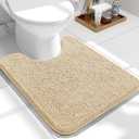 OLANLY Toilet Rugs U-Shaped 24x20, Extra Soft Absorbent Chenille Contour Bathroom Rugs, Dry Quickly, Machine Washable, Non-Slip Bath Mat for Toilet Base, Beige