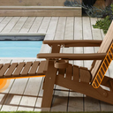 Adjustable Adirondack Chair with Retractable Ottoman, Folding Patio Chairs, Fire Pit Chairs Looks Exactly Like Real Wood, Widely Used in Outside Poolside Garden Campfire (Brown)