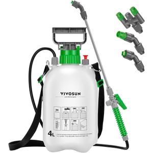 VIVOSUN Pump Sprayer 1 Gallon, Portable Water Spray Bottle in Lawn and Garden Yard, Weed Sprayer for Plants with 3 Nozzles, Adjustable Shoulder Strap, Pressure Relief Valve (1 gal (4L))