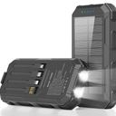Solar Charger, 38800mAh Solar Power Bank, Waterproof External Backup Battery Power Pack with USB C Input/Output/LED Flashlights Compatible with iPhone, Samsung, iPad, Suitable for Outdoor, Camping